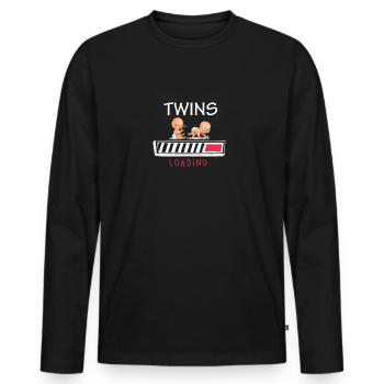 Süßes Schwangerschaft Zwillinge Grafik Design - Männer Premium Bio Langarmshirt - Schwarz - Vorne - Nico (187cm)