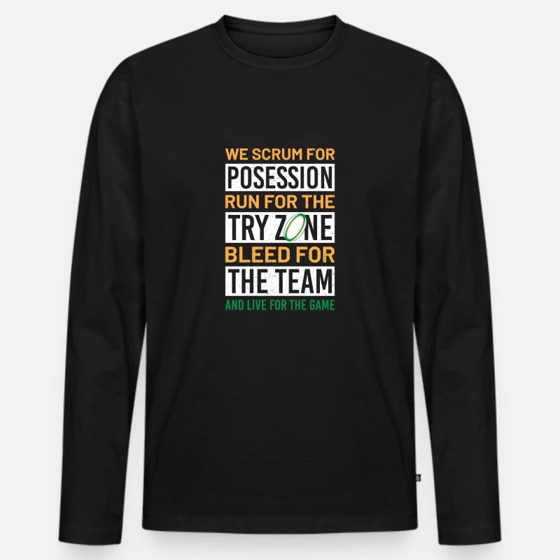 Rugby - Männer Premium Bio Langarmshirt - Schwarz