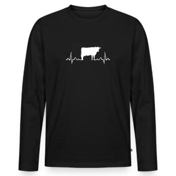 Battement de coeur de vache pour les agriculteurs et les agriculteurs - T-shirt manches longues Premium bio Homme - noir - Devant - Nico (187cm)