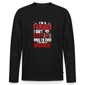 Je suis un agriculteur fier pour les agriculteurs - T-shirt manches longues Premium bio Homme - noir - Devant - Nico (187cm)