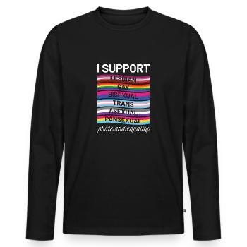 Je soutiens une Panse transsexuelle transsexuelle gay et bisexuelle - T-shirt manches longues Premium bio Homme - noir - Devant - Nico (187cm)