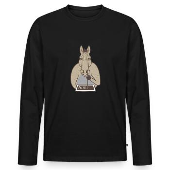 Keta Ketamin Pferd Drug Party Festival Outfit - Männer Premium Bio Langarmshirt - Schwarz - Vorne - Nico (187cm)