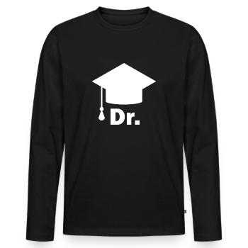 Doktor Dr. und Doktorhut - Männer Premium Bio Langarmshirt - Schwarz - Vorne - Nico (187cm)