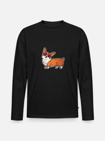Cooler Corgi - Männer Premium Bio Langarmshirt - Schwarz
