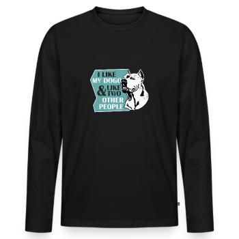 J'aime mon dogo argentin et comme deux autres personnes - T-shirt manches longues Premium bio Homme - noir - Devant - Nico (187cm)