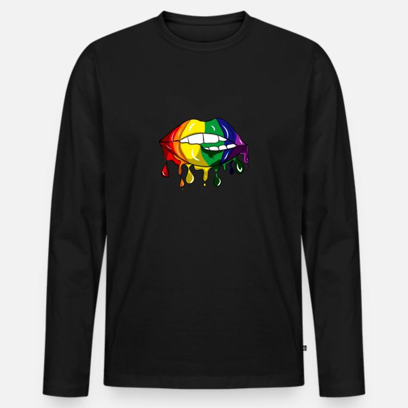LGBT Lips Merch - Männer Premium Bio Langarmshirt - Schwarz