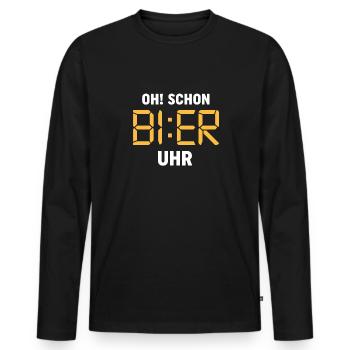 Oh Schon Bier Uhr - Bier Trinker Gruppen Design - Männer Premium Bio Langarmshirt - Schwarz - Vorne - Nico (187cm)