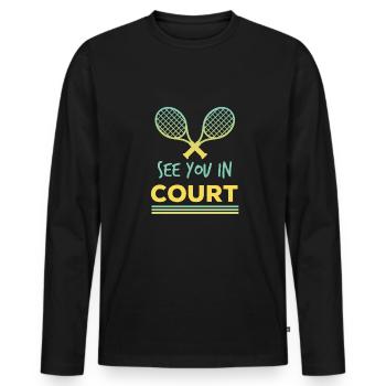Tennis - on se voit au tribunal - maillot - T-shirt manches longues Premium bio Homme - noir - Devant - Nico (187cm)