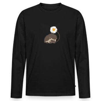 Flower Daisies Hedgehog Lover Hedgehugs Hedge - Männer Premium Bio Langarmshirt - Schwarz - Vorne - Nico (187cm)