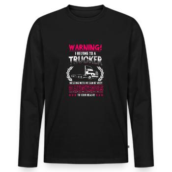 Trucker - Männer Premium Bio Langarmshirt - Schwarz - Vorne - Nico (187cm)