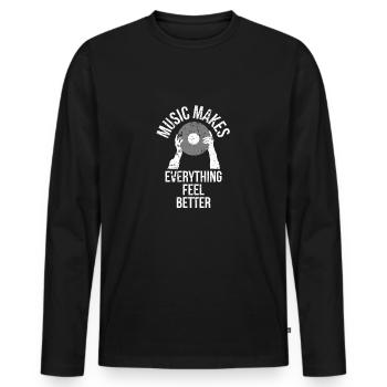 DJ - Männer Premium Bio Langarmshirt - Schwarz - Vorne - Nico (187cm)