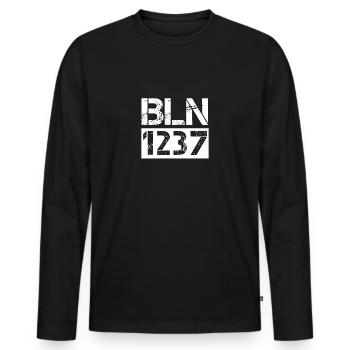 BLN Fondé 1237 Berliner Liebe 030 Gift - T-shirt manches longues Premium bio Homme - noir - Devant - Nico (187cm)