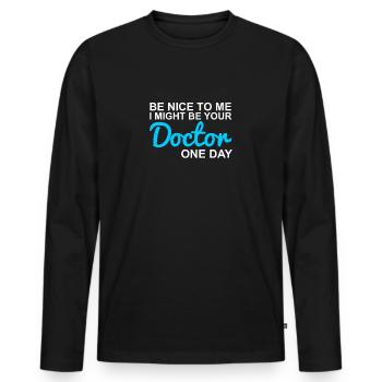 doctor - Men's Premium Organic Long Sleeve Shirt - black - Front - Nico (187cm)