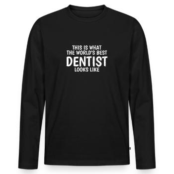 Dentist - Men's Premium Organic Long Sleeve Shirt - black - Front - Nico (187cm)