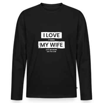 Auto Ehe - Männer Premium Bio Langarmshirt - Schwarz - Vorne - Nico (187cm)