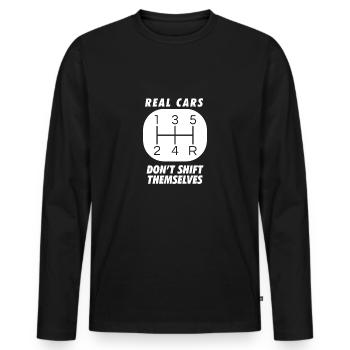 automobile - Men's Premium Organic Long Sleeve Shirt - black - Front - Nico (187cm)