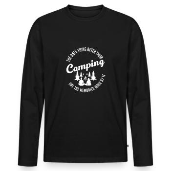camping - Men's Premium Organic Long Sleeve Shirt - black - Front - Nico (187cm)