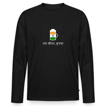 Veuillez commander de la bière en bière hindi en Inde - T-shirt manches longues Premium bio Homme - noir - Devant - Nico (187cm)