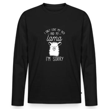 lama tired / sleeping / lazy - Men's Premium Organic Long Sleeve Shirt - black - Front - Nico (187cm)
