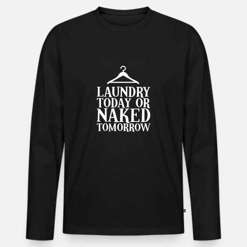 Lustiger Wäsche machen Spruch - Männer Premium Bio Langarmshirt - Schwarz