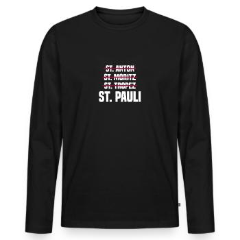 St. Pauli Sankt Pauli Hamburg Norddeutschland - Männer Premium Bio Langarmshirt - Schwarz - Vorne - Nico (187cm)