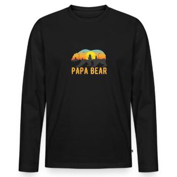 Papa Bear - Conception graphique de cadeau de fête des pères cool - T-shirt manches longues Premium bio Homme - noir - Devant - Nico (187cm)