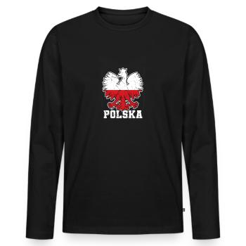 Polska Polnischer Adler Polnisches Wappen Polen - Männer Premium Bio Langarmshirt - Schwarz - Vorne - Nico (187cm)