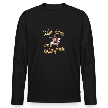 Ich bin jetzt im Kindergarten lustige Biene - Männer Premium Bio Langarmshirt - Schwarz - Vorne - Nico (187cm)