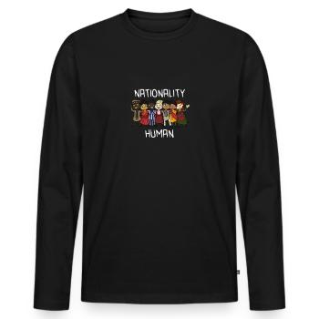 Nationalität Mensch Antirassismus Gegen Nazis - Männer Premium Bio Langarmshirt - Schwarz - Vorne - Nico (187cm)