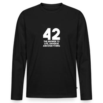 42 The Answer To Life The Universe And Everything - Männer Premium Bio Langarmshirt - Schwarz - Vorne - Nico (187cm)