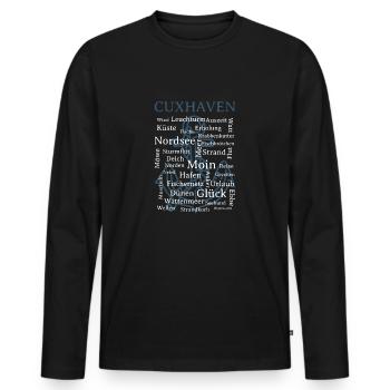 Cuxhaven Nordsee Niedersachsen Urlaub am Meer - Männer Premium Bio Langarmshirt - Schwarz - Vorne - Nico (187cm)