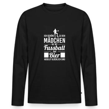 Witzig Alkohol Alk Fußball Frau Damen Bekleidung - Männer Premium Bio Langarmshirt - Schwarz - Vorne - Nico (187cm)