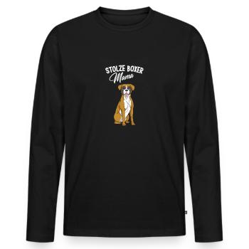 Stolze Boxer Mama Hund Hunderasse - Männer Premium Bio Langarmshirt - Schwarz - Vorne - Nico (187cm)