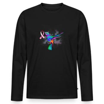 Mois de sensibilisation au cancer du sein Colibri Côte rose - T-shirt manches longues Premium bio Homme - noir - Devant - Nico (187cm)