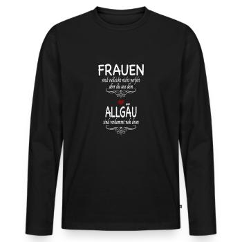Allgäu Allgaier Mädel Schönes Allgäu Berge Wandern - Männer Premium Bio Langarmshirt - Schwarz - Vorne - Nico (187cm)