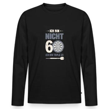 Ich bin nicht 60 ich bin triple 20 60er Geburtstag - Männer Premium Bio Langarmshirt - Schwarz - Vorne - Nico (187cm)