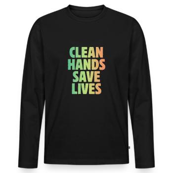 Germ-phobic clean hands save lives Quarantine-Hy - Men's Premium Organic Long Sleeve Shirt - black - Front - Nico (187cm)