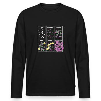 Sagesse de la connaissance des données anti-conspiration - T-shirt manches longues Premium bio Homme - noir - Devant - Nico (187cm)
