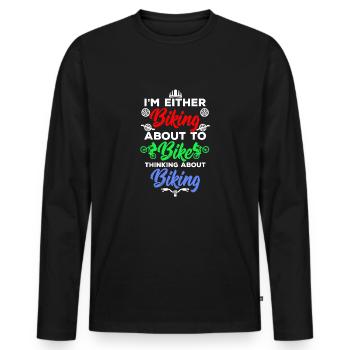 Bin am Fahrrad fahren oder werde Fahrrad fahren - Männer Premium Bio Langarmshirt - Schwarz - Vorne - Nico (187cm)
