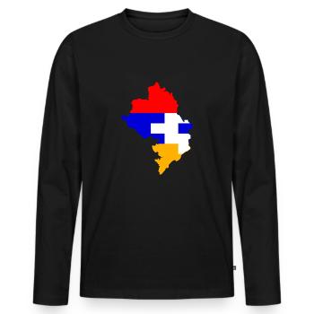 Artsakh Flag Strong Nagorno-Karabakh Armenia Nati - Men's Premium Organic Long Sleeve Shirt - black - Front - Nico (187cm)