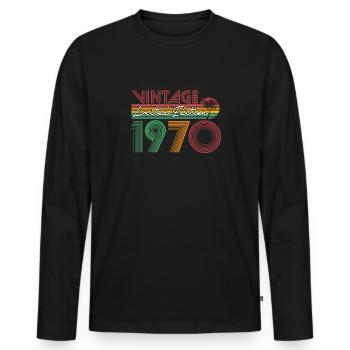 Idée cadeau d'anniversaire rétro vintage des années 1970 - T-shirt manches longues Premium bio Homme - noir - Devant - Nico (187cm)