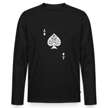 Kartenspiel Kostüm Spielkarte Pik Ass Fasching und - Männer Premium Bio Langarmshirt - Schwarz - Vorne - Nico (187cm)