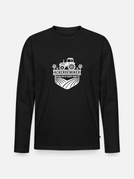 Ackerdemiker Traktor Mann Bauer Jungs Trecker - Männer Premium Bio Langarmshirt - Schwarz