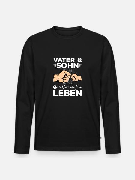 Papa Sohn - Männer Premium Bio Langarmshirt - Schwarz