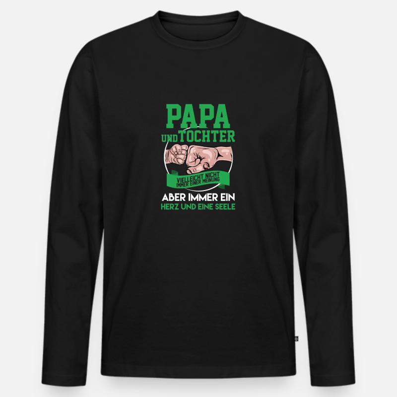 Papa Tochter - Männer Premium Bio Langarmshirt - Schwarz