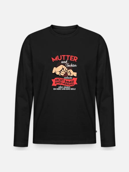 Mama Tochter - Männer Premium Bio Langarmshirt - Schwarz