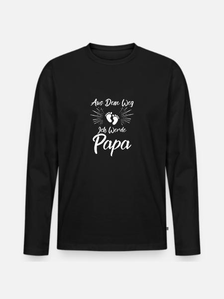 Werdender Papa - Männer Premium Bio Langarmshirt - Schwarz