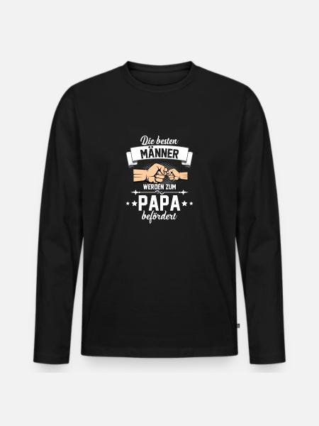 Werdender Papa - Männer Premium Bio Langarmshirt - Schwarz