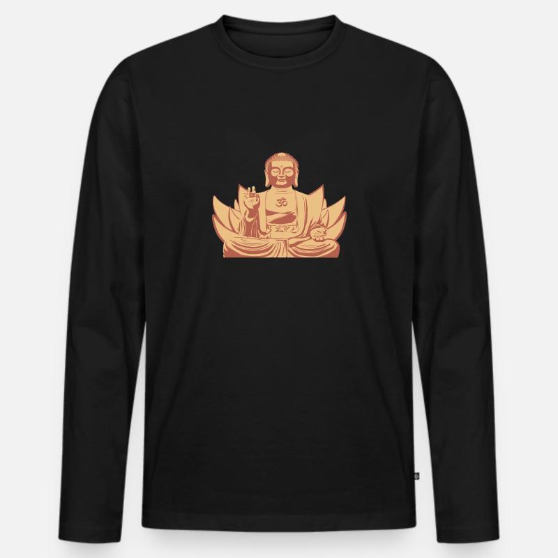 Om Buddha - Männer Premium Bio Langarmshirt - Schwarz