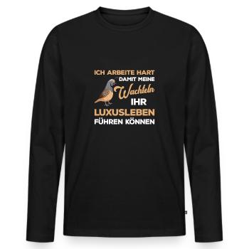 Wachtel Vogel Geschenk Legewachteln Wachtelzüchter - Männer Premium Bio Langarmshirt - Schwarz - Vorne - Nico (187cm)